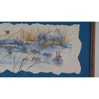 Hippos by Sheila Cooper-Collins Limited Edition Signed Watercolor Print