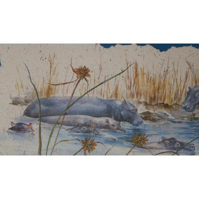 Hippos by Sheila Cooper-Collins Limited Edition Signed Watercolor Print