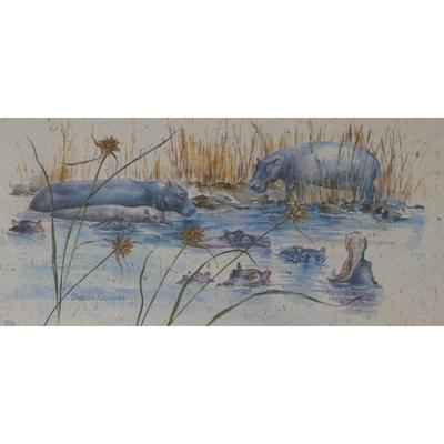 Hippos by Sheila Cooper-Collins Limited Edition Signed Watercolor Print