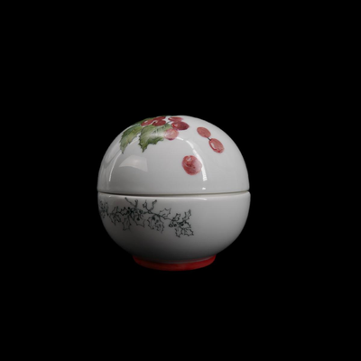 Hand Painted Holly Berry Sphere Jar