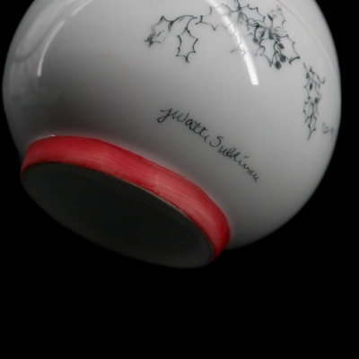 Hand Painted Holly Berry Sphere Jar
