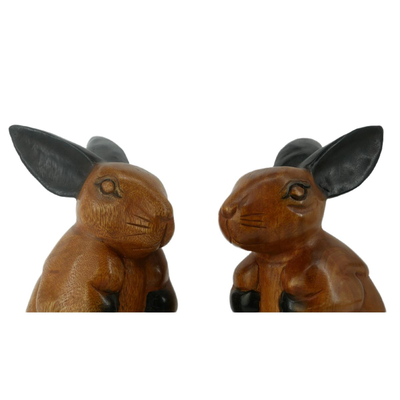 Wooden Rabbit Statues