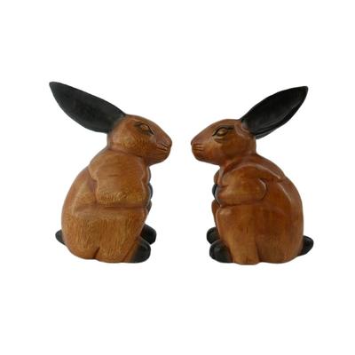 Wooden Rabbit Statues