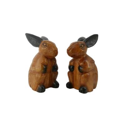 Wooden Rabbit Statues