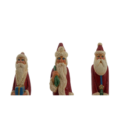 Vintage Folk Art Santa Claus Figurines