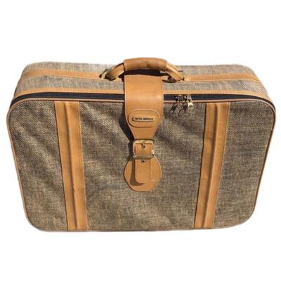 Vintage Tweed Fifth Avenue Travel Suitcase
