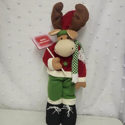 LARGE POSEABLE MOOSE - MERRY CHRISTMAS DECOR