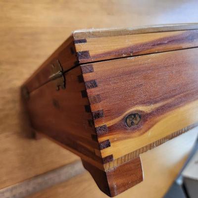 Vintage Cedar Wood Keepsake Chest