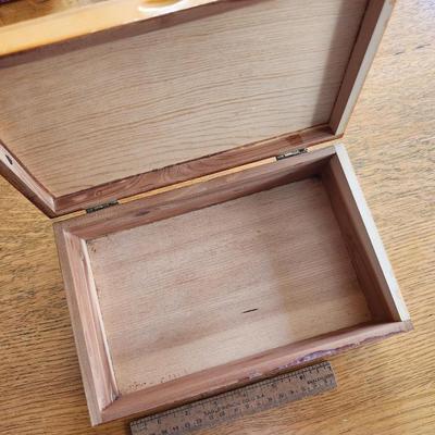 Vintage Cedar Wood Keepsake Chest