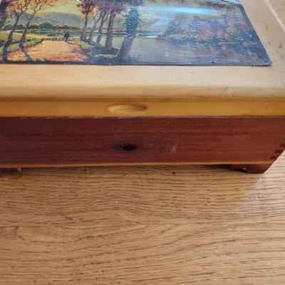 Vintage Cedar Wood Keepsake Chest