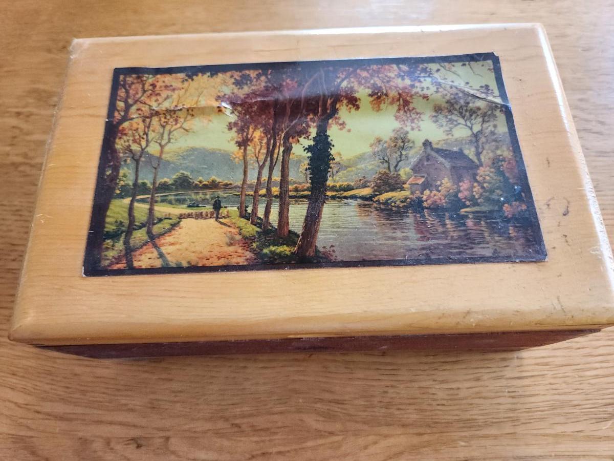 Vintage Cedar Wood Keepsake Chest