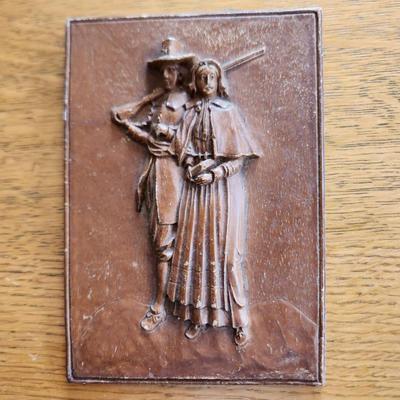 Vintage Pilgrim Thanksgiving Plaque