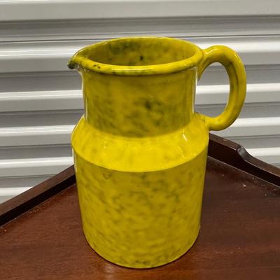 Vintage Yellow pitcher 8”  signed