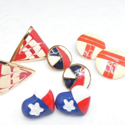 Patriotic Red, White & Blue Post Earrings (no backs)