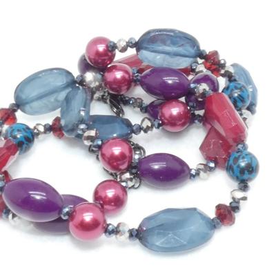 Burgundy, Purple, Blue Chunky Beaded Necklace