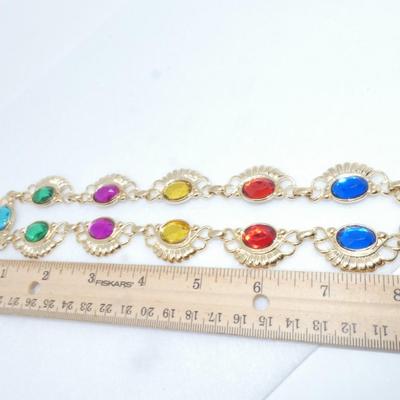 Gold Tone Rainbow Brilliant Statement Necklace