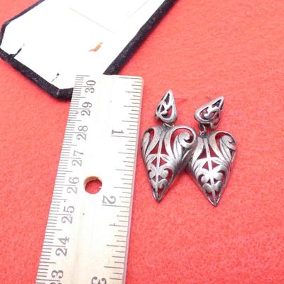 Silver Tone Post Heart Earrings (no backs)