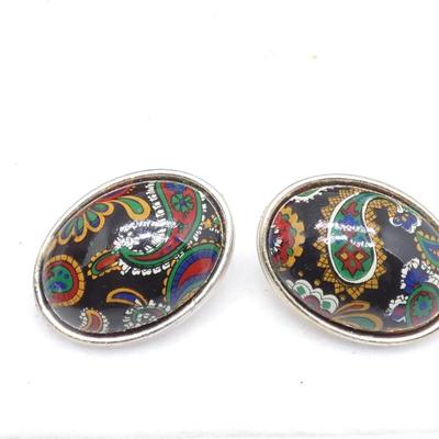 Paisley Print Post Earrings (no backs)