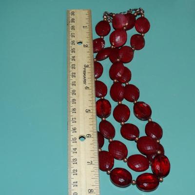 Christmas Red Beaded Necklace