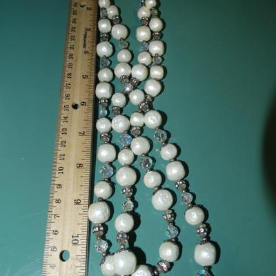 MCM white beaded necklace, layered necklace