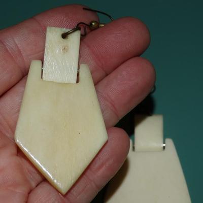 Resin or Bone Dangle Earrings