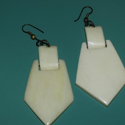 Resin or Bone Dangle Earrings