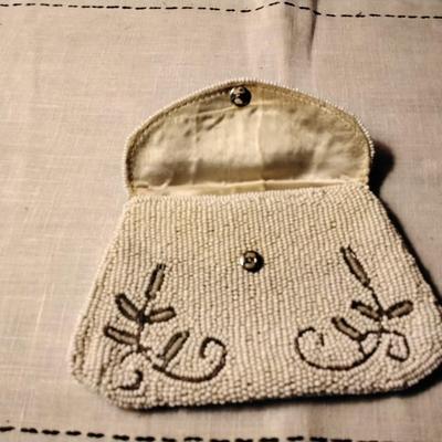 Vintage Antique Beaded Belt Loop Coin Purse Beaded Bag