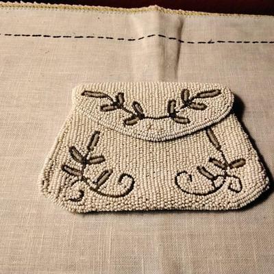 Vintage Antique Beaded Belt Loop Coin Purse Beaded Bag