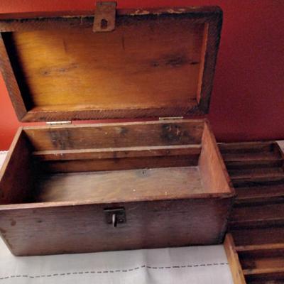 Vintage Solid Wood Tackle Box
