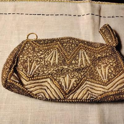 Vintage Beaded Clutch With Mirror