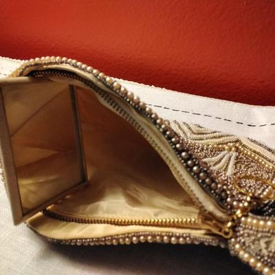 Vintage Beaded Clutch With Mirror