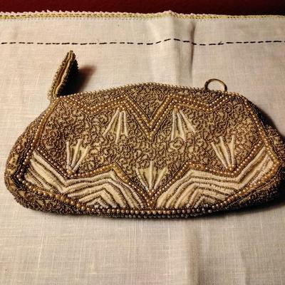 Vintage Beaded Clutch With Mirror