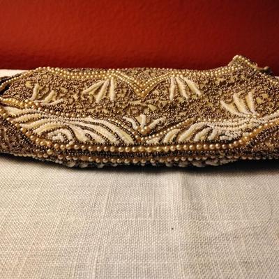 Vintage Beaded Clutch With Mirror