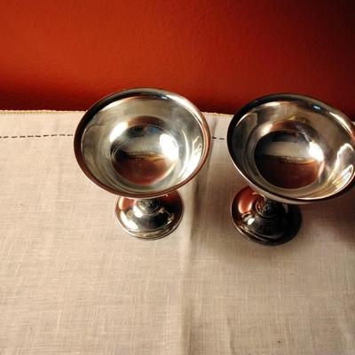 2 Wm Rogers Silver Champagne Goblets, Vintage Silver Floral Barware, New Years Eve Wedding Toasting Stemware