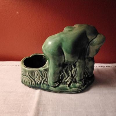 Vintage Ceramic Elephant and Baby Planter