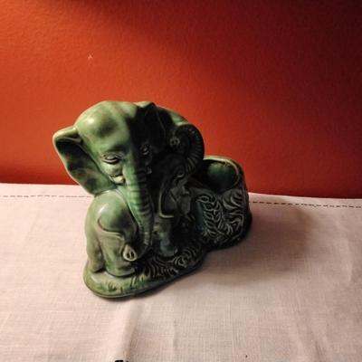Vintage Ceramic Elephant and Baby Planter