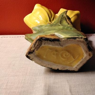 Vintage McCoy Pottery Yellow Double Tulip Flower Vase Planter