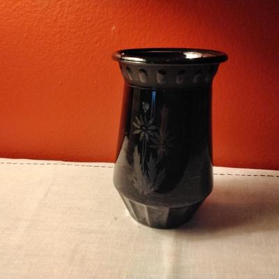 Maryland Glass Corporation Cobalt Blue Etched Vase