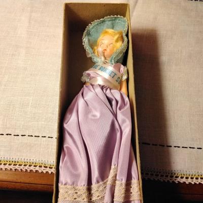 1940s Blue Bonnet Sue Hard Plastic Doll With Sleepy Eyes