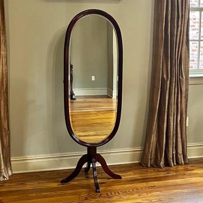 Mahogany Standing Oval Tilting Mirror