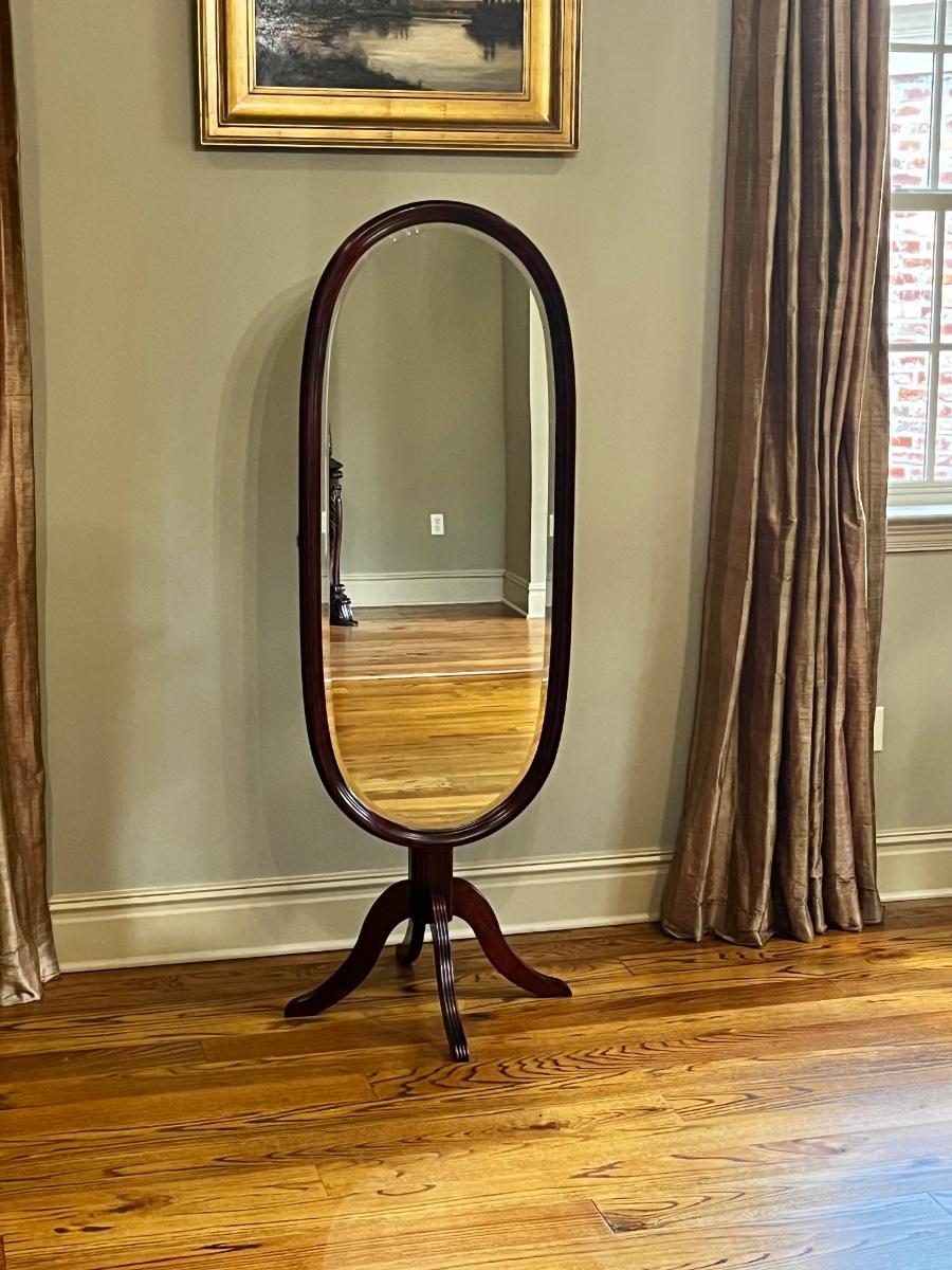 Mahogany Standing Oval Tilting Mirror