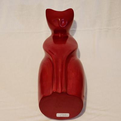 Large, abstract heavy carved red stone cat - Kenya