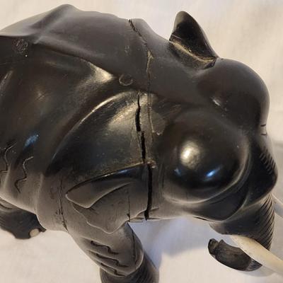 Pair of hand carved ebony wood elephants