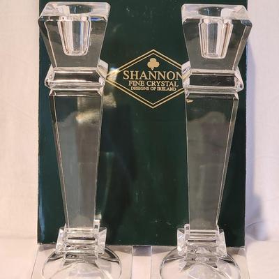 Pair of 10 1/4 Shannon Crystal Candlesticks in box
