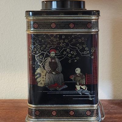 Pair of Vintage Chinese Tea Tin Lamps