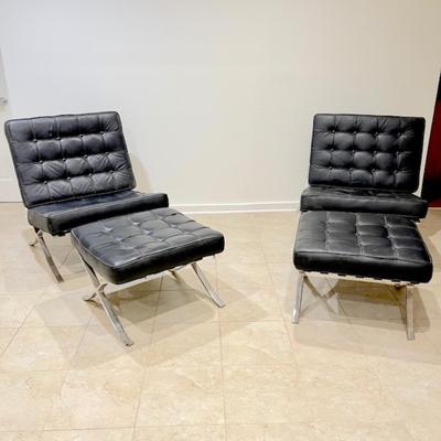 LOT 1  ONE SET LEFT! Barcelona Lounge Chair & Ottoman Reproduction Original Cushions