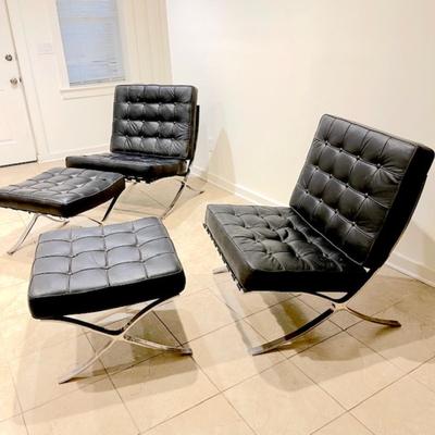 LOT 1  ONE SET LEFT! Barcelona Lounge Chair & Ottoman Reproduction Original Cushions