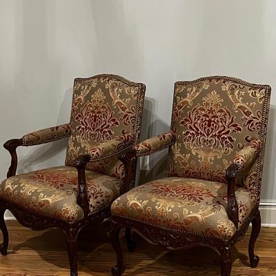 SHERRILL ~ Pair (2) ~ Upholstered Wingback Chairs ~ Excellent