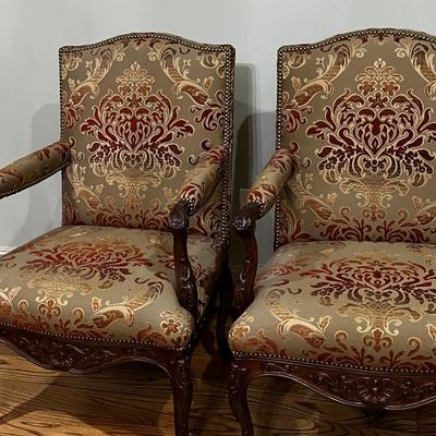 SHERRILL ~ Pair (2) ~ Upholstered Wingback Chairs ~ Excellent