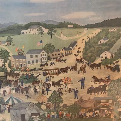Framed Grandma Moses Country Fair Folk Art Print (GR1-KW)